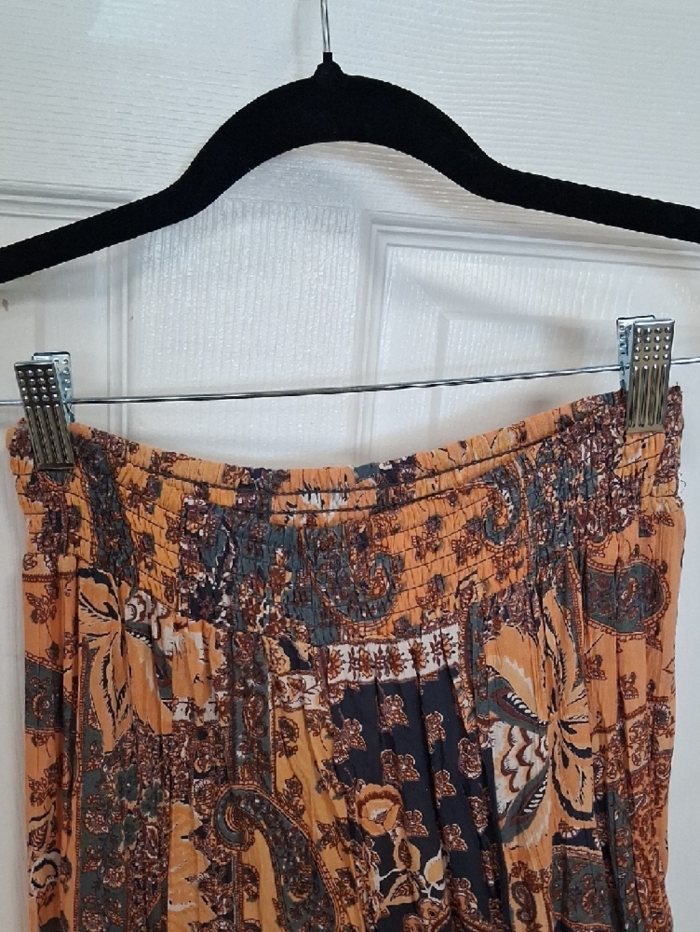 Angie Mustard and Black Patchwork Boho Wide-Leg Pants - Picture 3 of 7